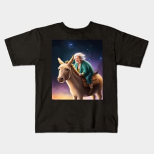 Little Old Lady Riding a Donkey Kids T-Shirt